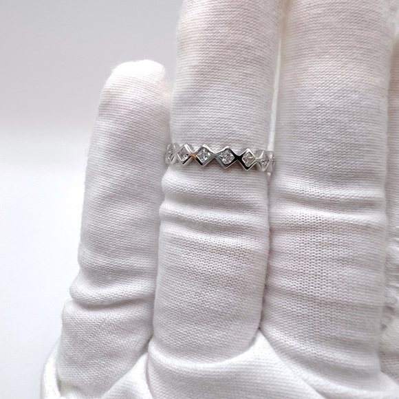 .925 Sterling Silver Rhodium Plated 4mm Cz Eternity Band - Picture 10 of 12